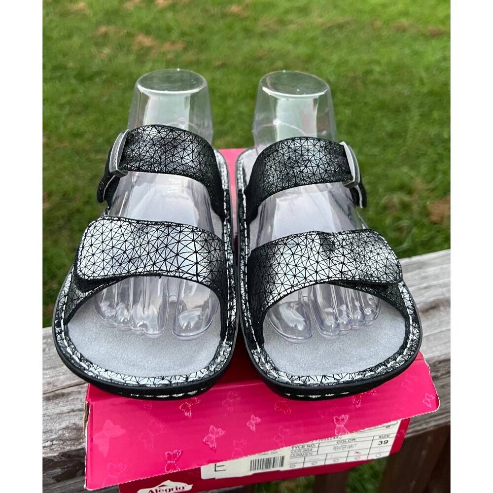 Alegria Karmen Pewter Dazzler Sandals Black Pewter Silver EU 39 or US 9 - New